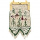 A VINTAGE BEADED BAG WITH CARV