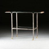 A VINTAGE BRUSHED STEEL AND GL