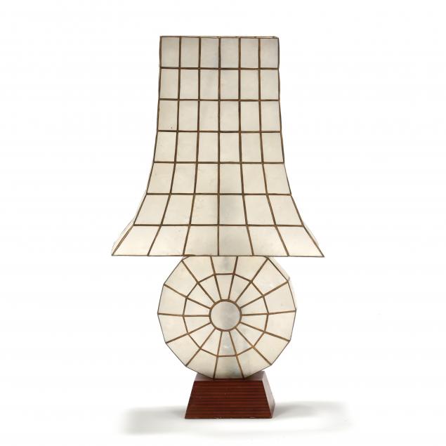 A VINTAGE CAPIZ SHELL TABLE LAMP