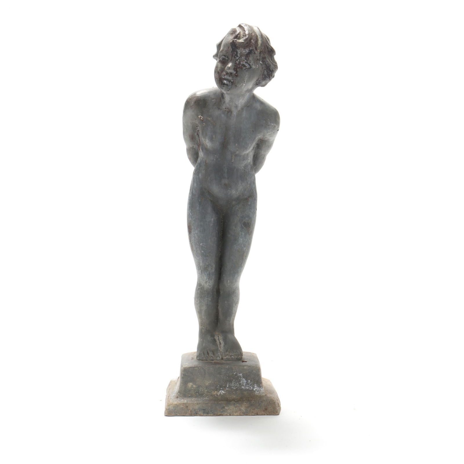 A VINTAGE CAST LEAD GARDEN STATUE