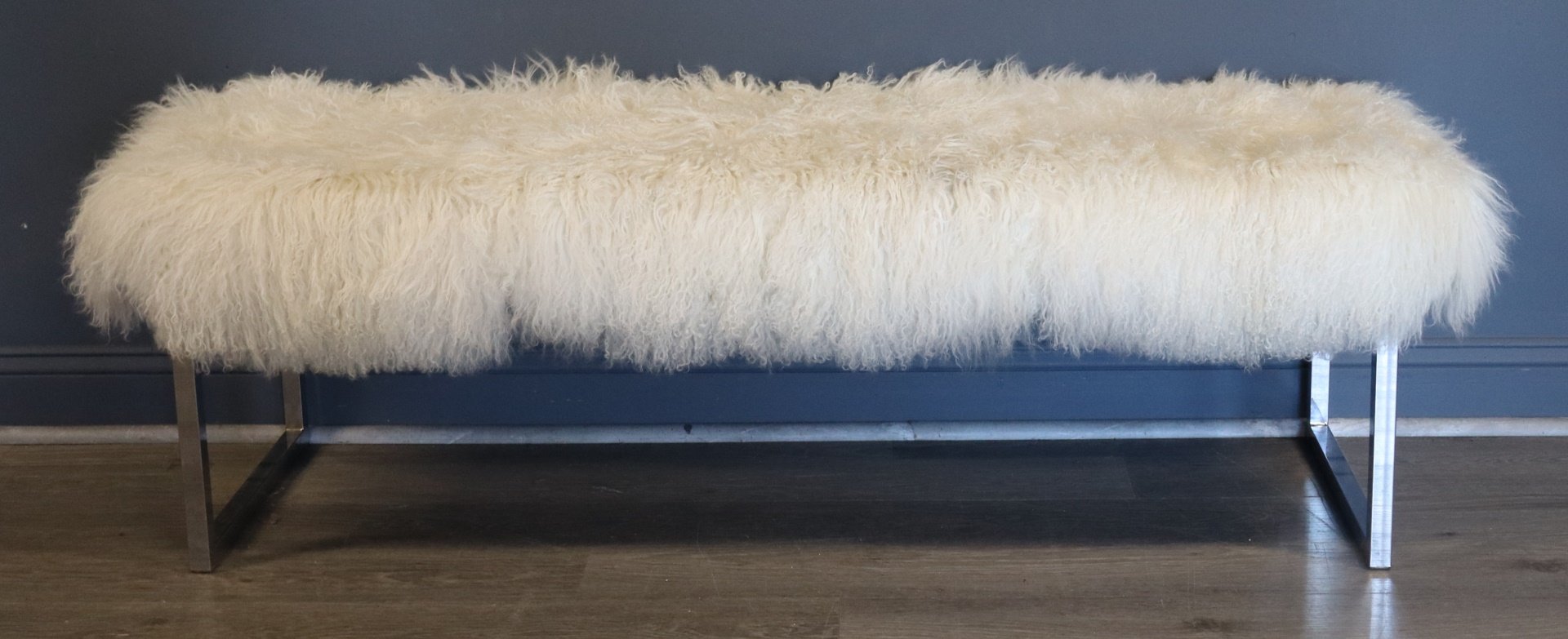 A VINTAGE CHROME & WOOL UPHOLSTERED