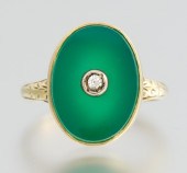 A Vintage Chrysoprase and Diam