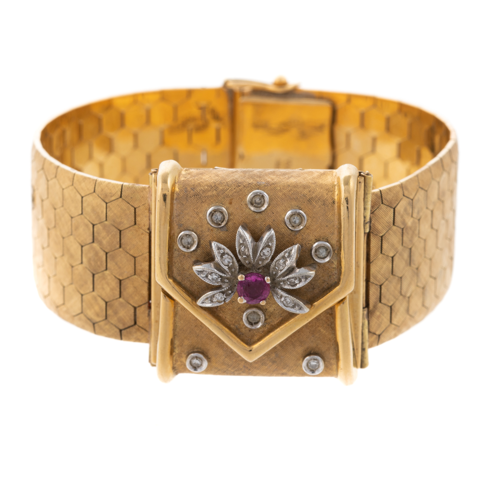 A VINTAGE COVERED DIAMOND & RUBY