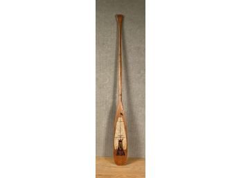 A vintage decorated wood canoe