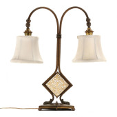 A VINTAGE DOUBLE ARM BRASS AND