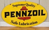 A vintage double-sided oval ad