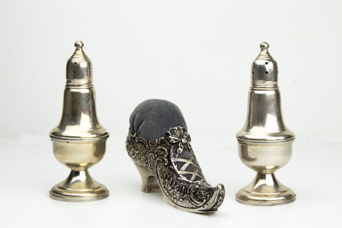 A VINTAGE DUTCH SILVER SHOE-FORM