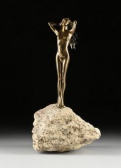 A VINTAGE EROTIC NUDE BRASS SC