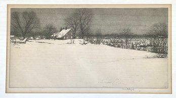 A vintage etching, titled on back