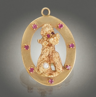 A Vintage Gold Poodle Pendant 14k