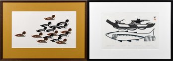 A vintage Inuit stone cut print,