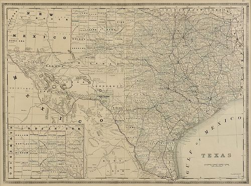 A VINTAGE MAP, "TEXAS," CIRCA
