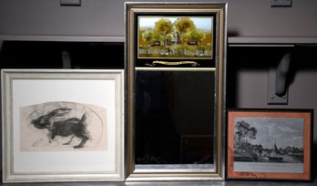A vintage mirror with eglomise