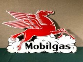 A vintage Mobilgas double-side