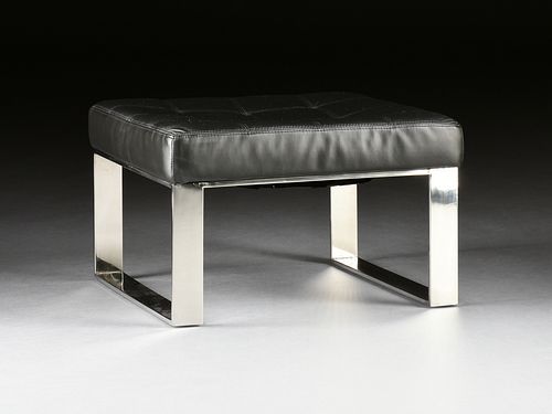 A VINTAGE MODERN BLACK LEATHER