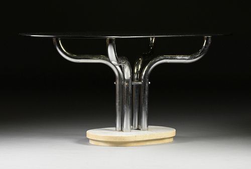 A VINTAGE MODERN SMOKED GLASS AND