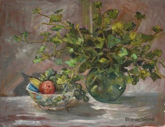 A vintage oil canvas, still life