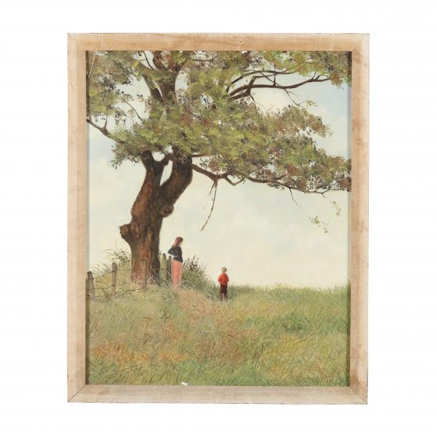 A VINTAGE PAINTING OF A MOTHER &