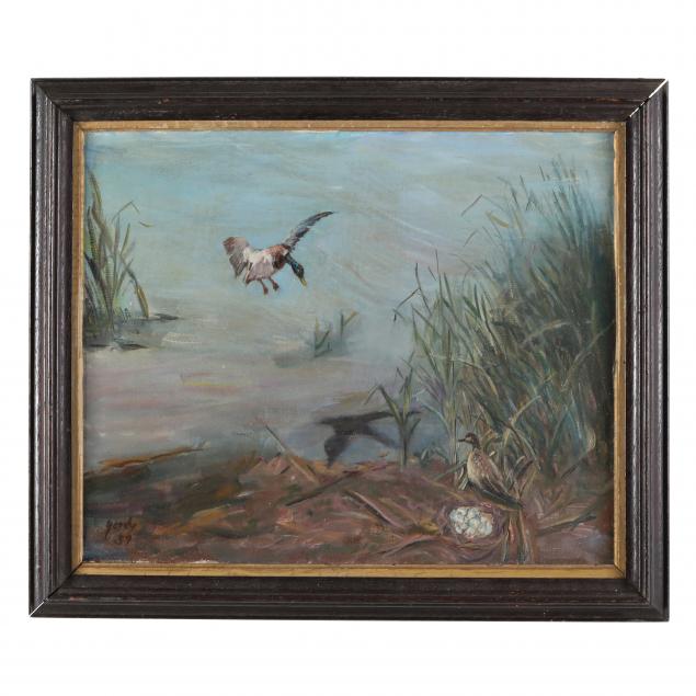 A VINTAGE PAINTING OF MALLARDS,