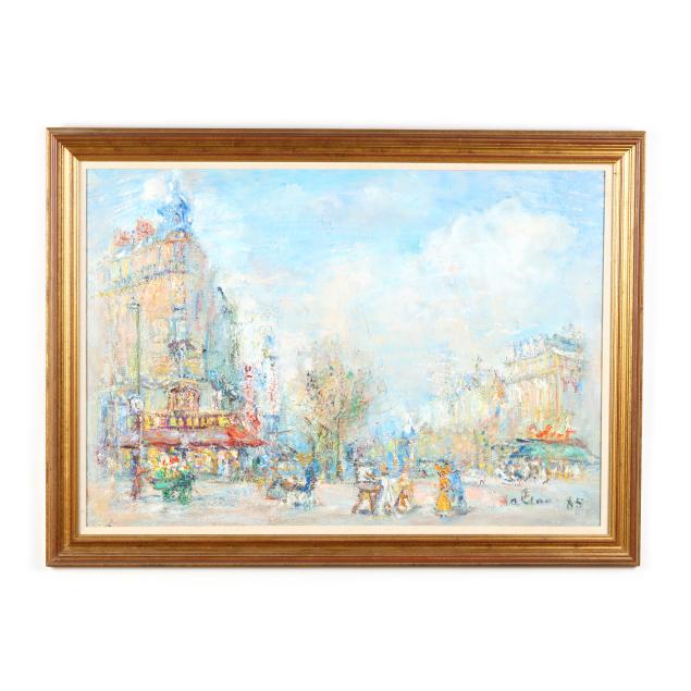 A VINTAGE PARISIAN STREET SCENE Oil