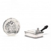A VINTAGE SILVER SILENT BUTLER