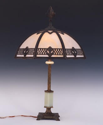 A Vintage Slag Glass Lamp Cast