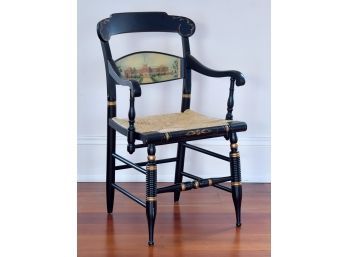 A vintage stenciled decorated