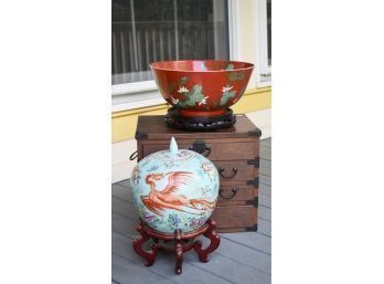 A vintage turquoise glazed