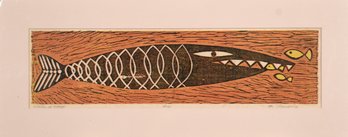 A vintage unframed woodblock