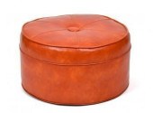 A vintage vermillion red leath