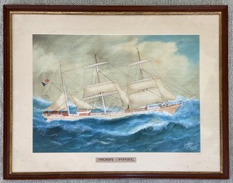 A vintage watercolor and gouache of