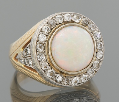 A Vintage White Opal and Diamond