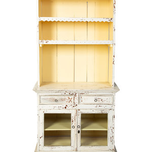 A Vintage White Painted Hutch