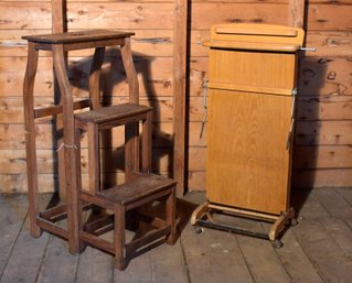 A vintage wooden folding valet