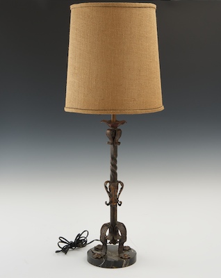 A Vintage Wrought Iron Lamp with
