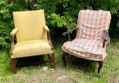 A vintage yellow upholstered L