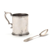 A VIRGINIA COIN SILVER MUG AND