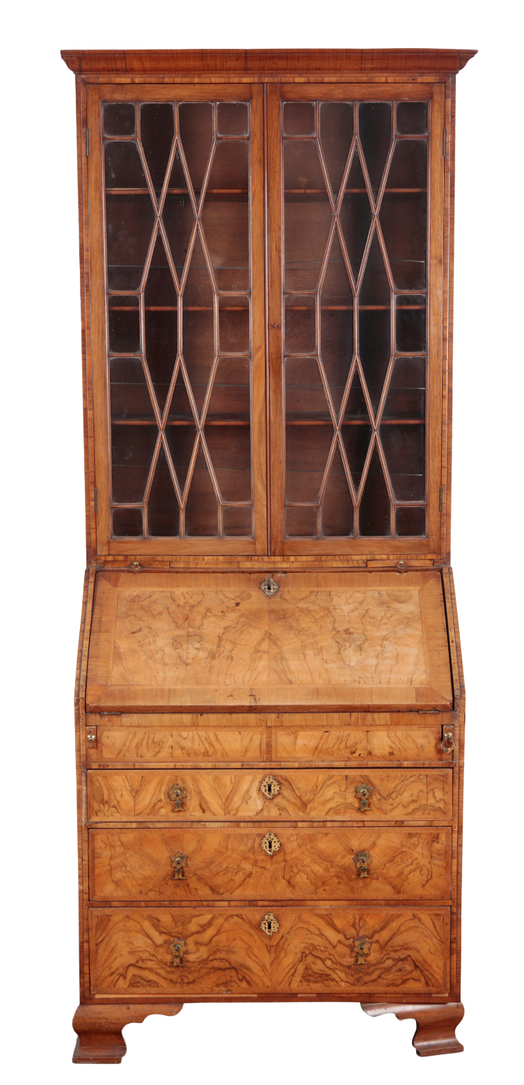 A WALNUT AND YEW WOOD BUREAU