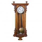 A WALNUT REGULATOR WALL CLOCK
