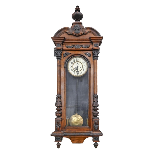 A walnut Vienna wall clock,