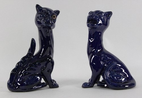 A Watcombe pottery one-eyed cat