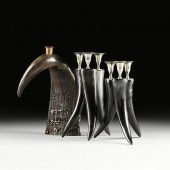A WATER BUFFALO HORN CANDLESTI