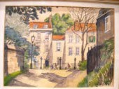 A watercolour of Church Row Ha
