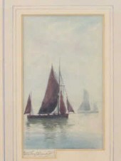 A watercolour of sailing barge