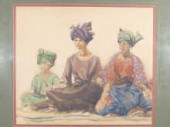 A watercolour of three African