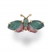 A WATERMELON TOURMALINE, DIAMO