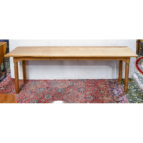 A waxed pine side table, on