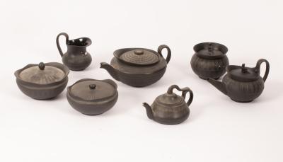 A Wedgwood black basalt teapot with