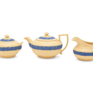 A Wedgwood Caneware Three-Piece Tea