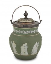 A WEDGWOOD GREEN JASPERWARE BI